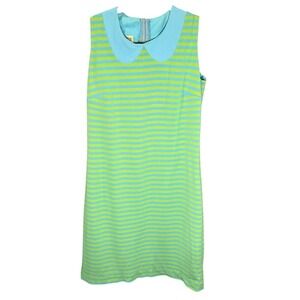 Thermojac VTG, 1960s Striped Sleeveless Dress with Peter Pan Collar, Size S, Imp